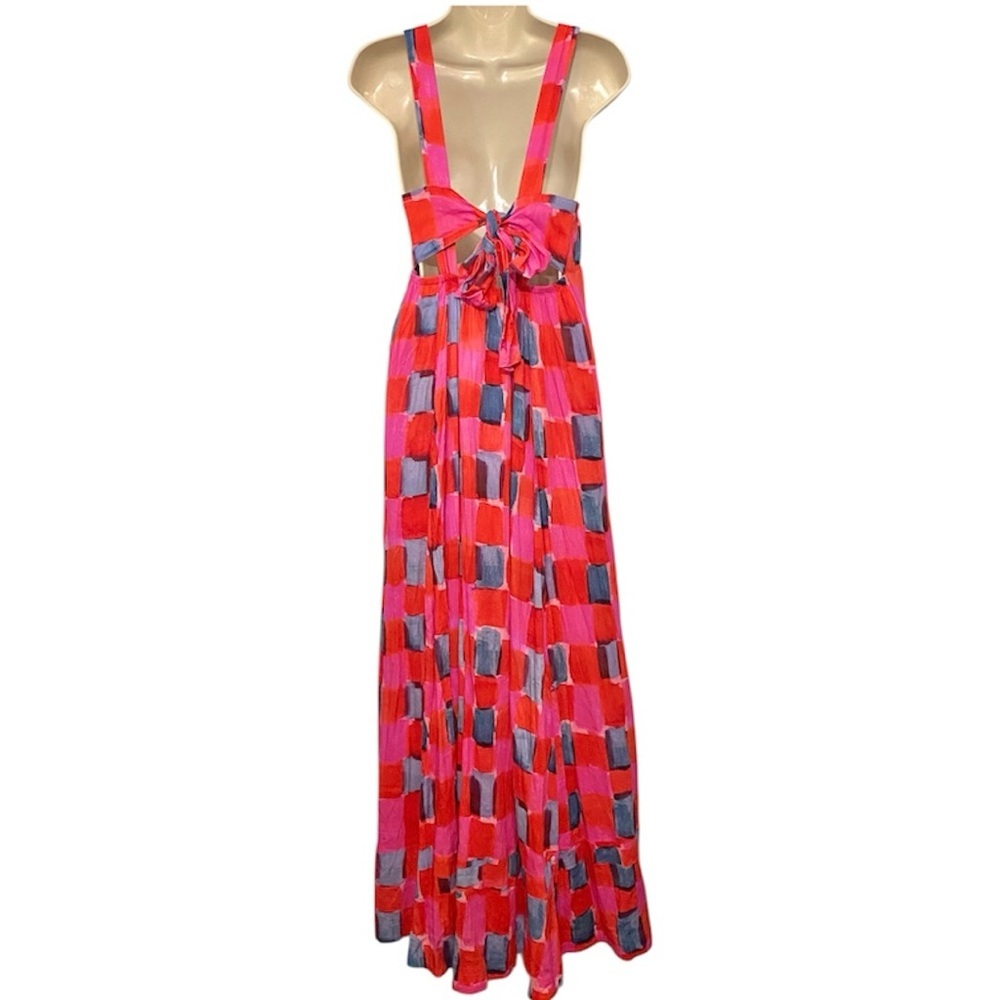 Anthropologie Maeve Madison Maxi Dress Size Small Pink Tie Back Elastic Waist - Picture 6 of 14
